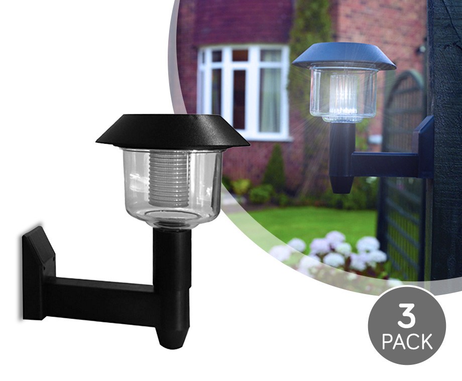 3Pack Solar LED Wandlampen Geeft Sfeer Aan De Tuin! VoordeelVanger