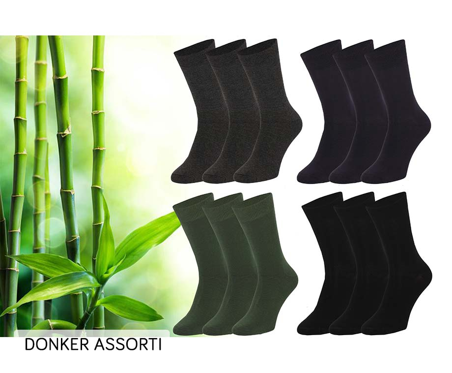Bamboo Essentials - Bamboe Sokken Heren 43 46 - 12 Paar - Zwart Navy Antraciet Groen - Lange Sokken - Kousen Heren Sokken - Anti Zweet - Duurzaam