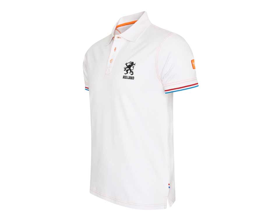 Cappuccino Italia - Heren Polo SS Dutch Lion Polo - Wit - Maat L