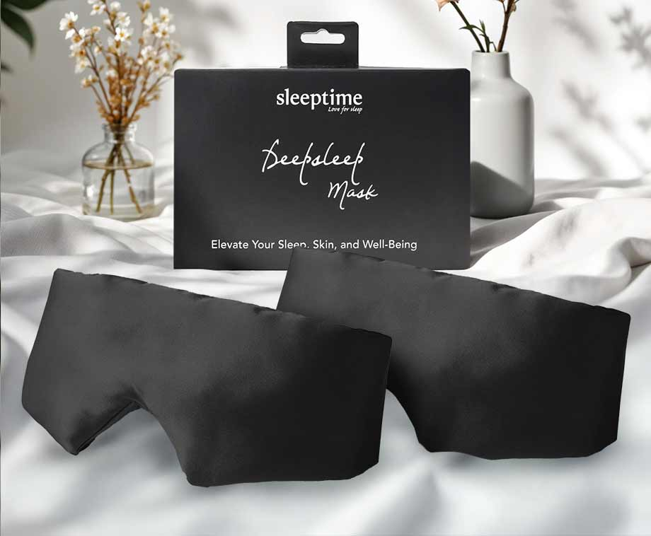 Sleeptime DeepSleep Zijden Slaapmasker - Silk Sleep Mask - 100% Verduisterend Oogmasker - Zwart - 23 momme Moerbei Zijde - Mulberry Silk