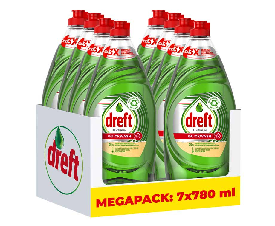 8x780 ml Dreft Platinum Quickwash Afwasmiddel Original