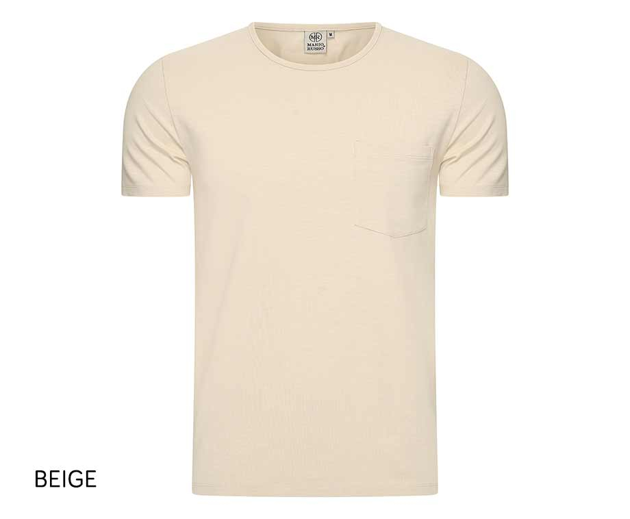 Mario Russo T-shirt - T-shirts Heren - Katoen - L- Beige