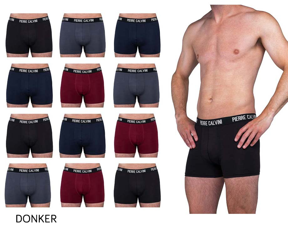 Pierre Calvini - Boxershort Heren - Heren Ondergoed - 12 Stuks - Maat XL - Donkere Kleuren - Boxershorts Korte Pijp