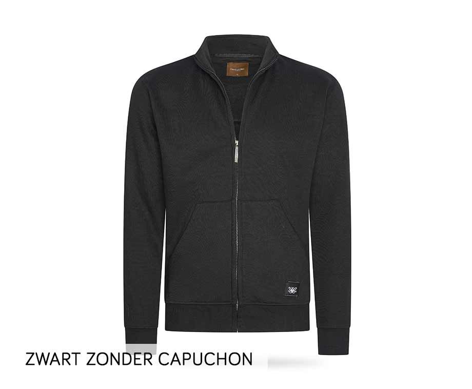 Cappuccino Fleece Vest Met Rits-Zwart zonder capuchon-XL