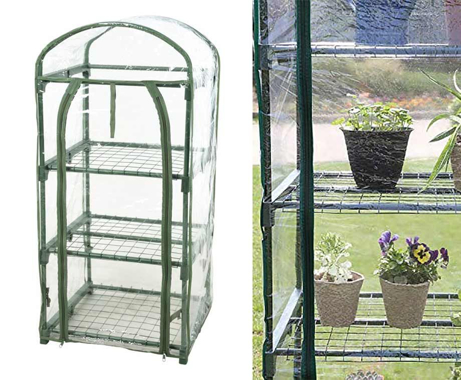 ProGarden Kweekkas - 3 verdiepingen - 50 x 45 x 105 cm-broeikas met 3 stalen plantenetages - PVC