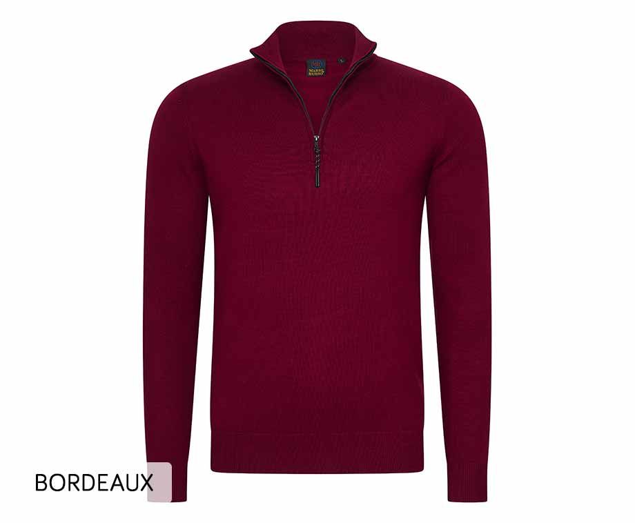 Mario Russo Half Zip Sweater - Trui Heren - Sweater Heren - Coltrui Heren - 3XL - Bordeauxrood