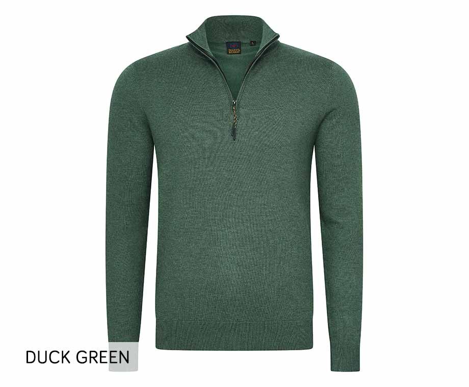 Mario Russo Half Zip Sweater - Trui Heren - Sweater Heren - Coltrui Heren - 3XL - Eend Groen