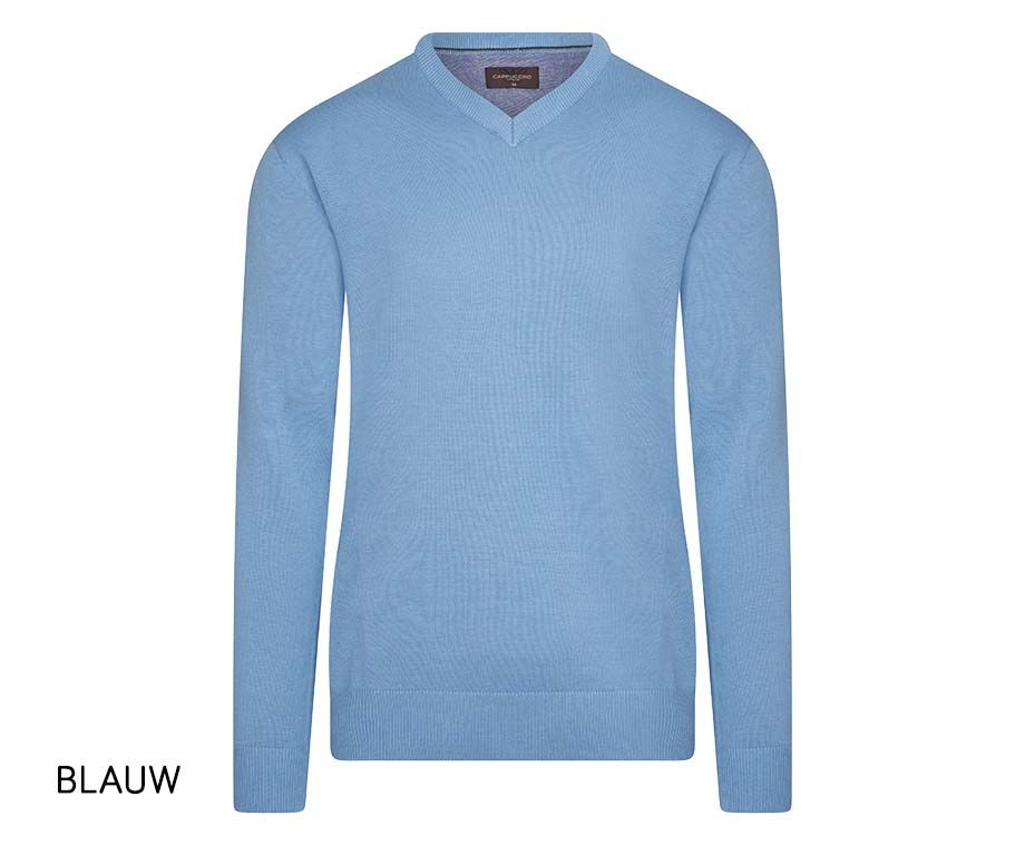 Cappuccino Italia - Heren Sweaters Pullover Sky - Blauw - Maat L