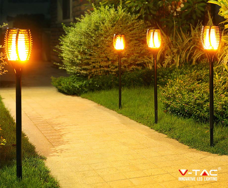 solar flame walkway lights